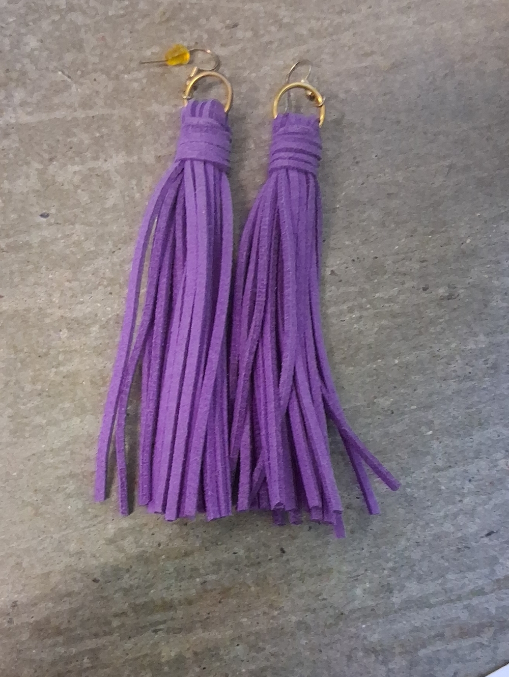Purple Suede Tassel Drop Earrings